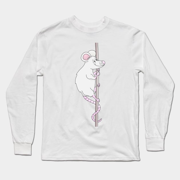 Cute Grey Cartoon Mouse Long Sleeve T-Shirt by mailboxdisco